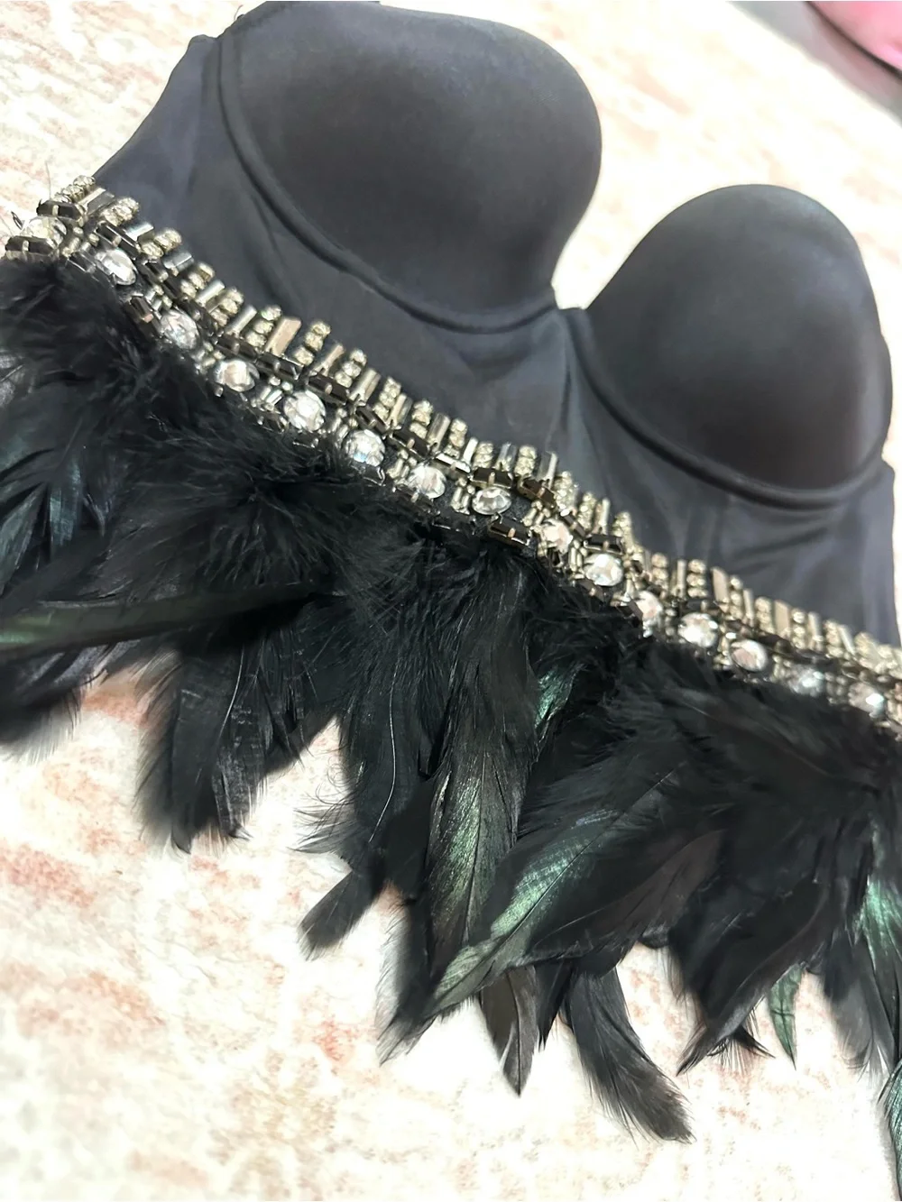 Vintage BEBE ✨Crystal & Feather Corset Top - Picture 4 of 11